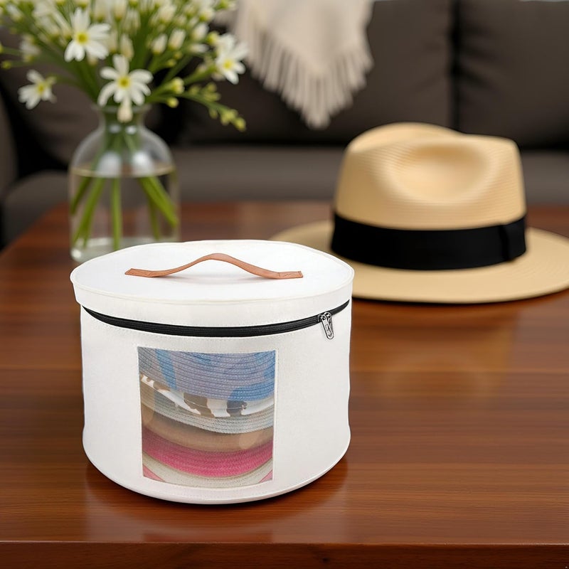 Memfish Hat Box-Hats Boxes for Women Storage Travel Large Round Hat Carrier Case Organizer (White) - Image 5